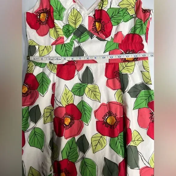 Boden Floral Print V Neck A Line Midi Dress womens 12L - Picture 3 of 7
